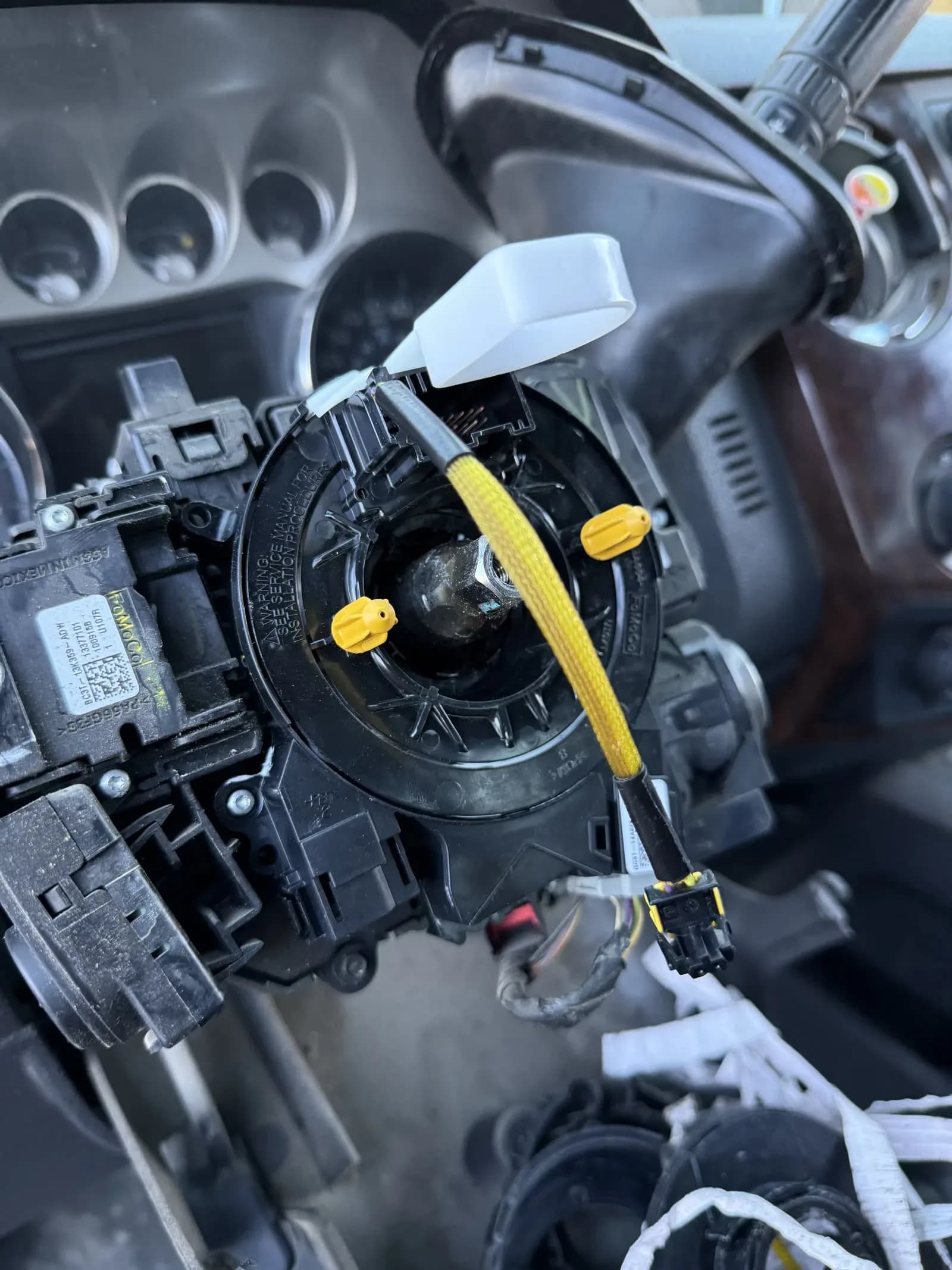 Steering column and clockspring during steering system repair
