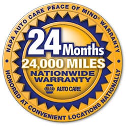 NAPA AutoCare 24-month / 24,000-mile Peace of Mind Warranty